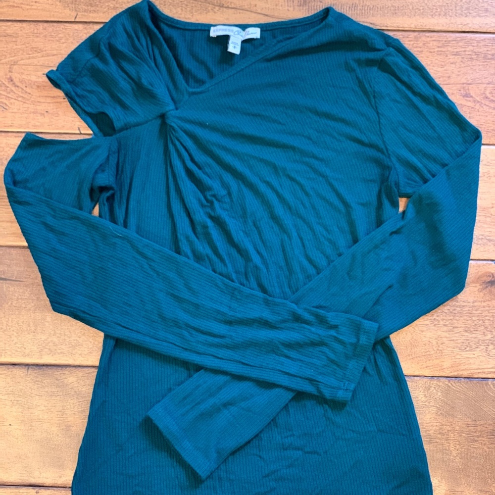 Emerald green edgy knit top